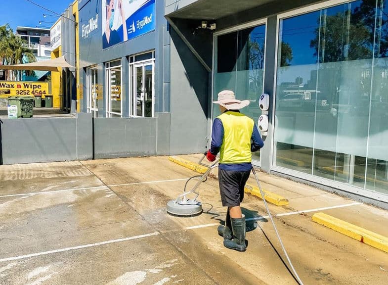 Pressure washing concrete and pavers